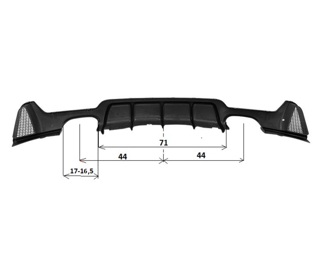 DYFUZOR SPOILER do BMW F32 F33 F36 CZARNY POŁYSK 435 440 428 430 pod 4 wydechy