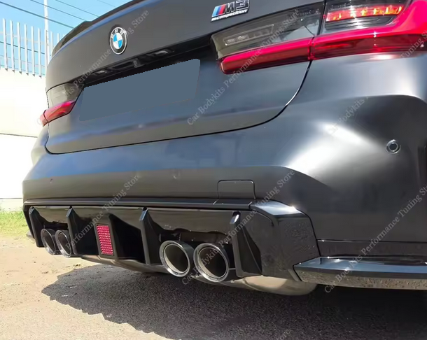 DYFUZOR SPOILER LED BMW G80 G82 M3 M4 CZARNY POŁYSK 2020+ TYLNA DOKŁADKA