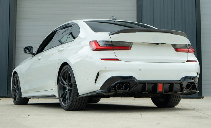 DYFUZOR LED BMW G20 G21 M340 / M340look podwójny SPOILER + 4 końcówki wydechu