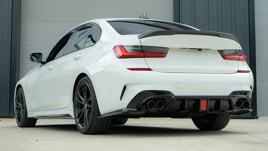 DYFUZOR LED BMW G20 G21 M340 / M340look podwójny SPOILER + 4 końcówki wydechu