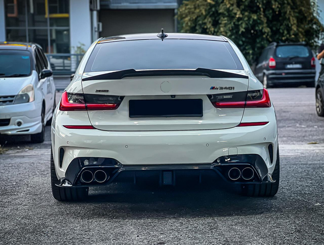 DYFUZOR LED BMW G20 G21 M340 / M340look podwójny na 4 CZARNY POŁYSK SPOILER