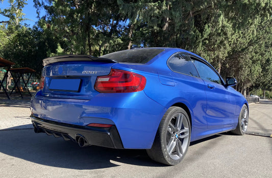 DYFUZOR SPOILER BMW 2 F22 F23 CZARNY POŁYSK dokładka zderzaka M235 M240 228 2 WYDECHY