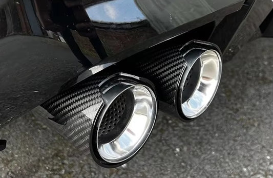 KOŃCÓWKA WYDECHU 60-63MM 92MM 180MM CARBON SREBRNE do BMW M E90 E91 E92 E93 oraz inne