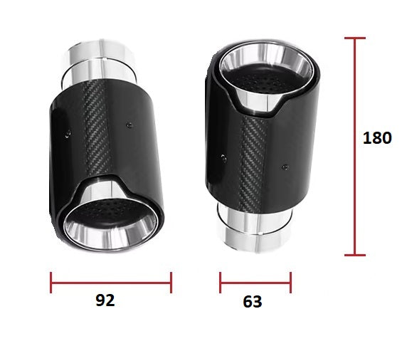 KOŃCÓWKA WYDECHU 60-63MM 92MM 180MM CARBON SREBRNE do BMW M E90 E91 E92 E93 oraz inne