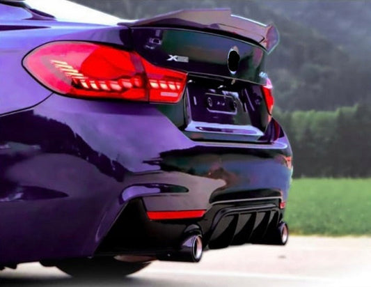 DYFUZOR SPOILER do BMW F32 F33 F36 CZARNY POŁYSK 435 440 428 430 na 2 pojedyncze wydechy