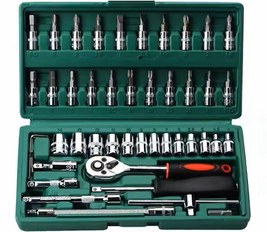 ZESTAW KLUCZY NASADOWYCH KLUCZE NASADOWE 46el TORX WKRĘTAKI WALIZKA zielone