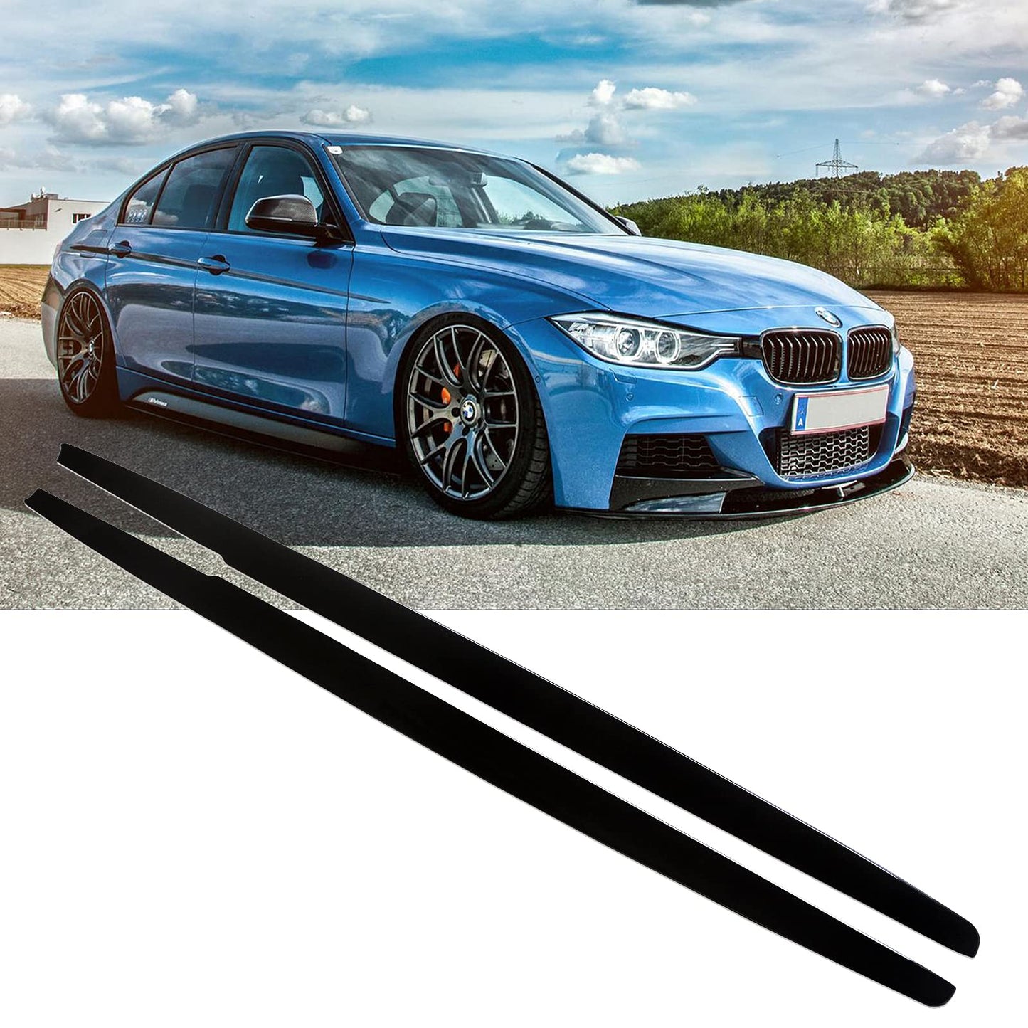 DOKŁADKI PROGÓW LISTWY PROGOWE BOCZNE do BMW 3 F30 F31 czarny połysk SPOILER