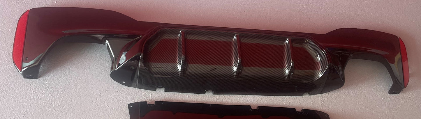 DYFUZOR SPOILER BMW G30 G31 G38 M5 STYLE 4R CZARNY + CARBON LOOK środek