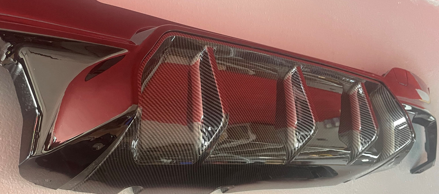 DYFUZOR SPOILER BMW G30 G31 G38 M5 STYLE 4R CZARNY + CARBON LOOK środek