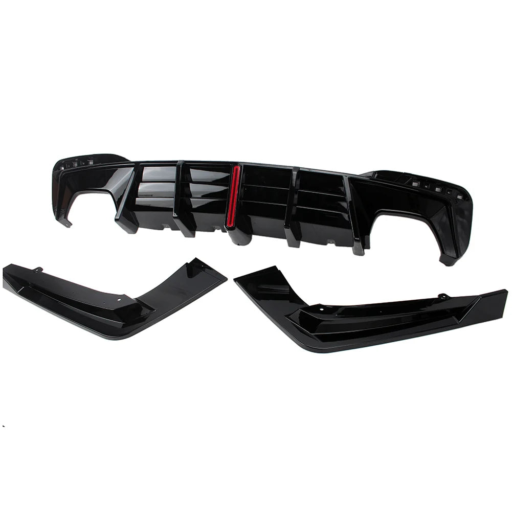 DYFUZOR SPOILER do BMW G30 G31 LED 4R CZARNY POŁYSK ZE SWIATŁEM STOP 2016-2024