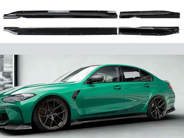 Komplet dokładek do BMW M3 G80 G81 2020+ czarny przód tył progi ZESTAW led