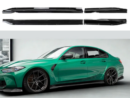Komplet dokładek do BMW M3 G80 G81 2020+ czarny przód tył progi ZESTAW led