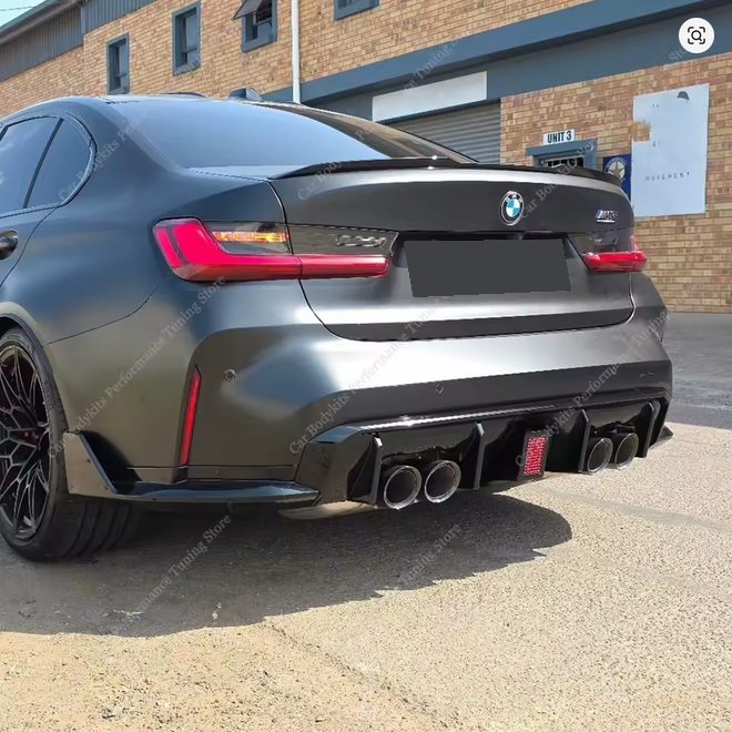DYFUZOR SPOILER LED BMW G80 G82 M3 M4 CZARNY POŁYSK 2020+ TYLNA DOKŁADKA