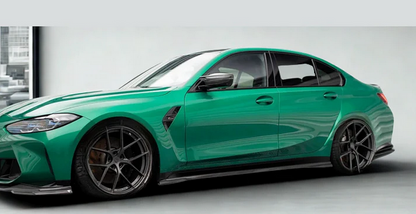 Komplet dokładek do BMW M3 G80 G81 2020+ czarny przód tył progi ZESTAW led