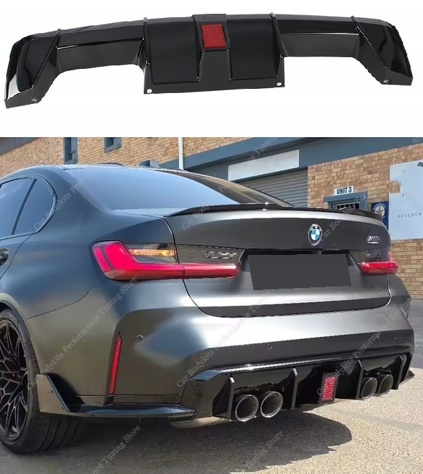 Komplet dokładek do BMW M3 G80 G81 2020+ czarny przód tył progi ZESTAW led