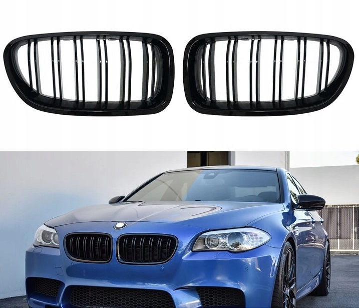 Komplet dokładek do BMW F10 F11 CZARNY POŁYSK przód tył progi ZESTAW