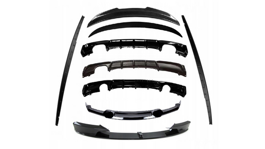 komplet dokładek BMW F30 F31 3 czarny połysk przód tył progi lotka SPOILER zestaw