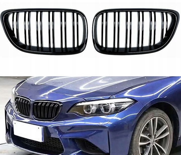 Komplet dokładek do BMW F22 23 CZARNY POŁYSK przód tył progi spoiler ZESTAW