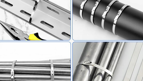 Opaski kablowe ze stali nierdzewnej 100 sztuk 300x4,6 mm, metalowe opaski
