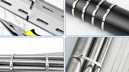 Opaski kablowe ze stali nierdzewnej 100 sztuk 300x4,6 mm, metalowe opaski