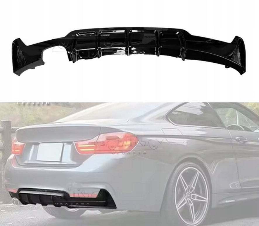 DYFUZOR SPOILER do BMW F32 F33 F36 CZARNY POŁYSK 435 440 428 430 na podwójny wydech