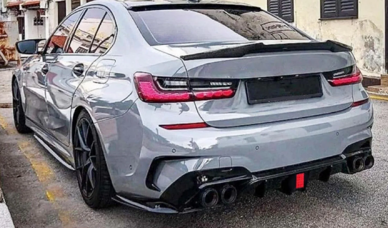 DYFUZOR LED BMW G20 G21 M340 / M340look podwójny na 4 CZARNY POŁYSK SPOILER