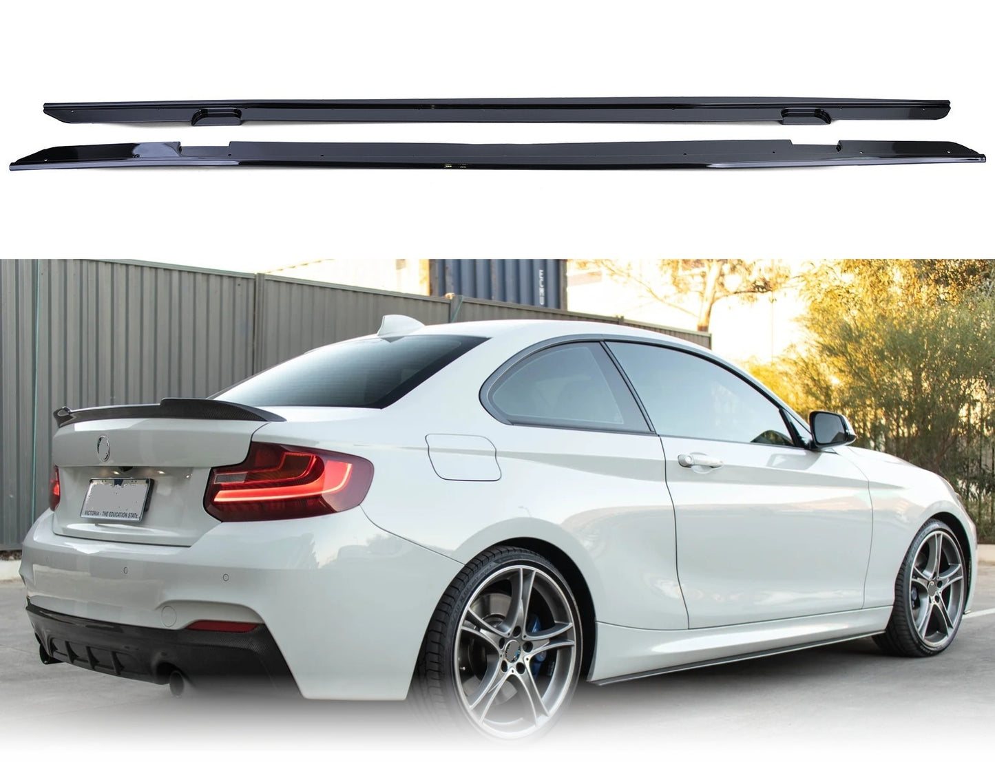 Komplet dokładek do BMW F22 23 CZARNY POŁYSK przód tył progi spoiler ZESTAW