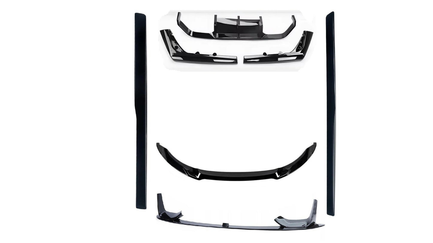 Komplet dokładek do BMW M3 M4 F80 F82 F83 czarny połysk przód tył progi ZESTAW