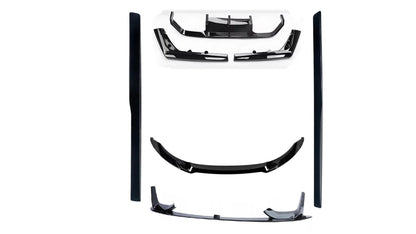 Komplet dokładek do BMW M3 M4 F80 F82 F83 czarny połysk przód tył progi ZESTAW
