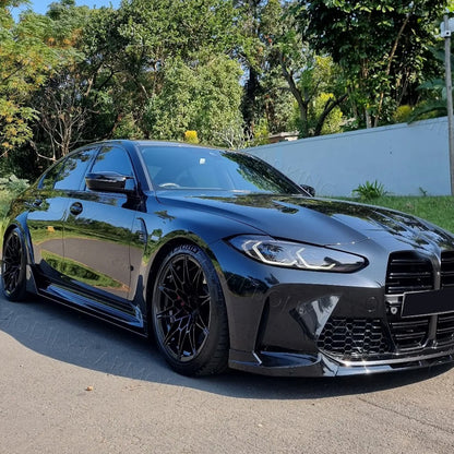 Dokładki progów do BMW G80 G81 M3 CZARNY POŁYSK 2020+ listwy progowe PEŁNE progi